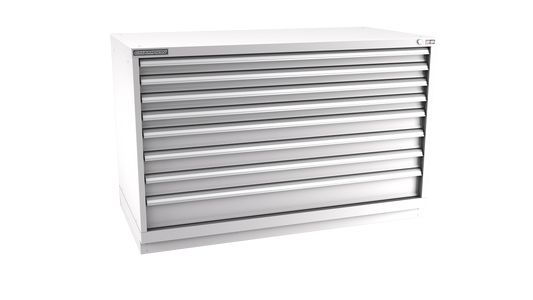 Champion Tool Storage DWS1500-0801-ILC-FTB-LG 8-Drawer Shallow Depth Modular Cabinet DWS0801 | 56-1/2"W x 35-7/8"H x 22-1/2"D, Light Gray
