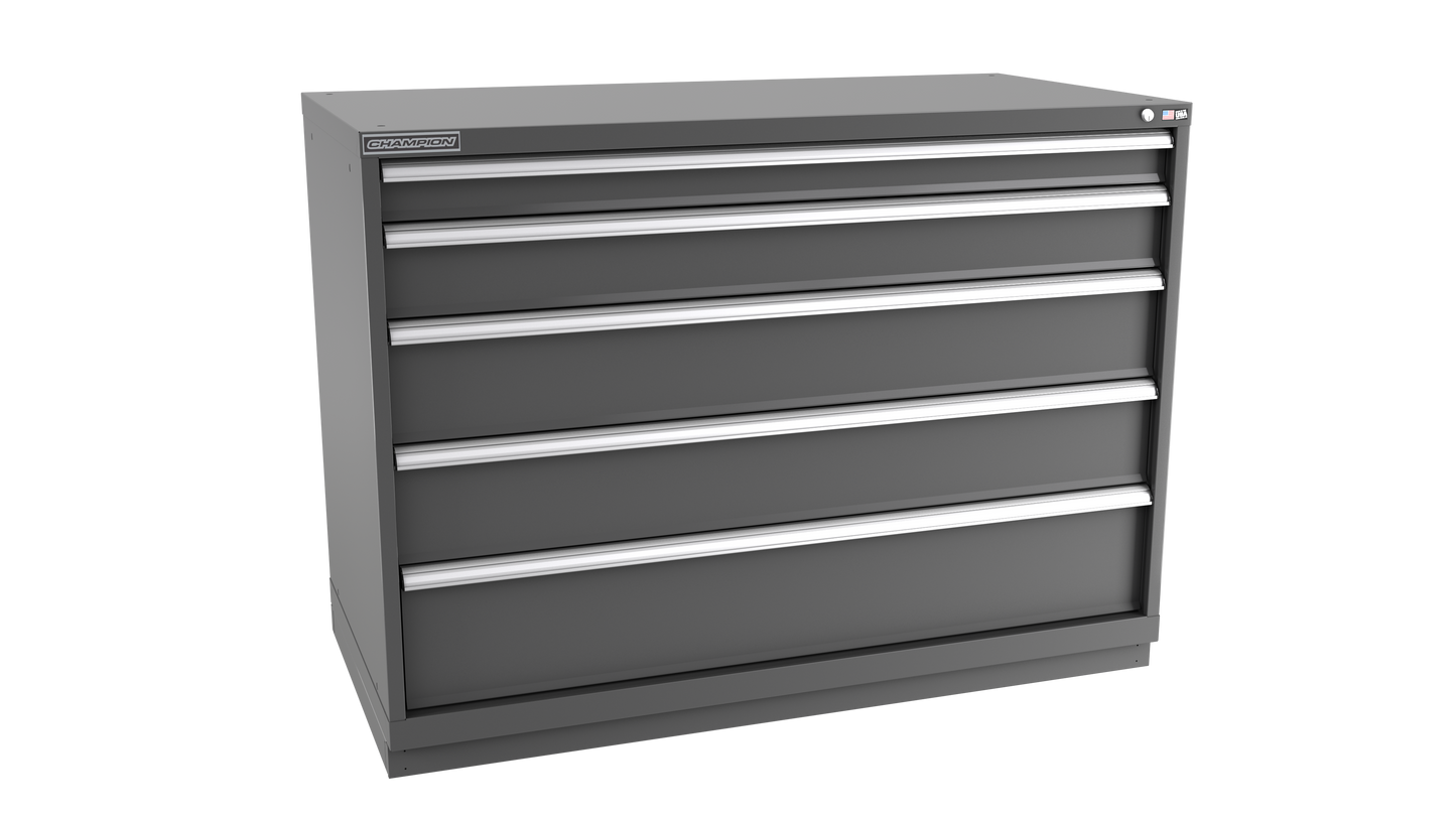 Champion Tool Storage DWS1800-0501-ILC-FTB-DG 5-Drawer Shallow Depth Modular Cabinet DWS0501 | 56-1/2"W x 41-3/4"H x 22-1/2"D, Dark Gray