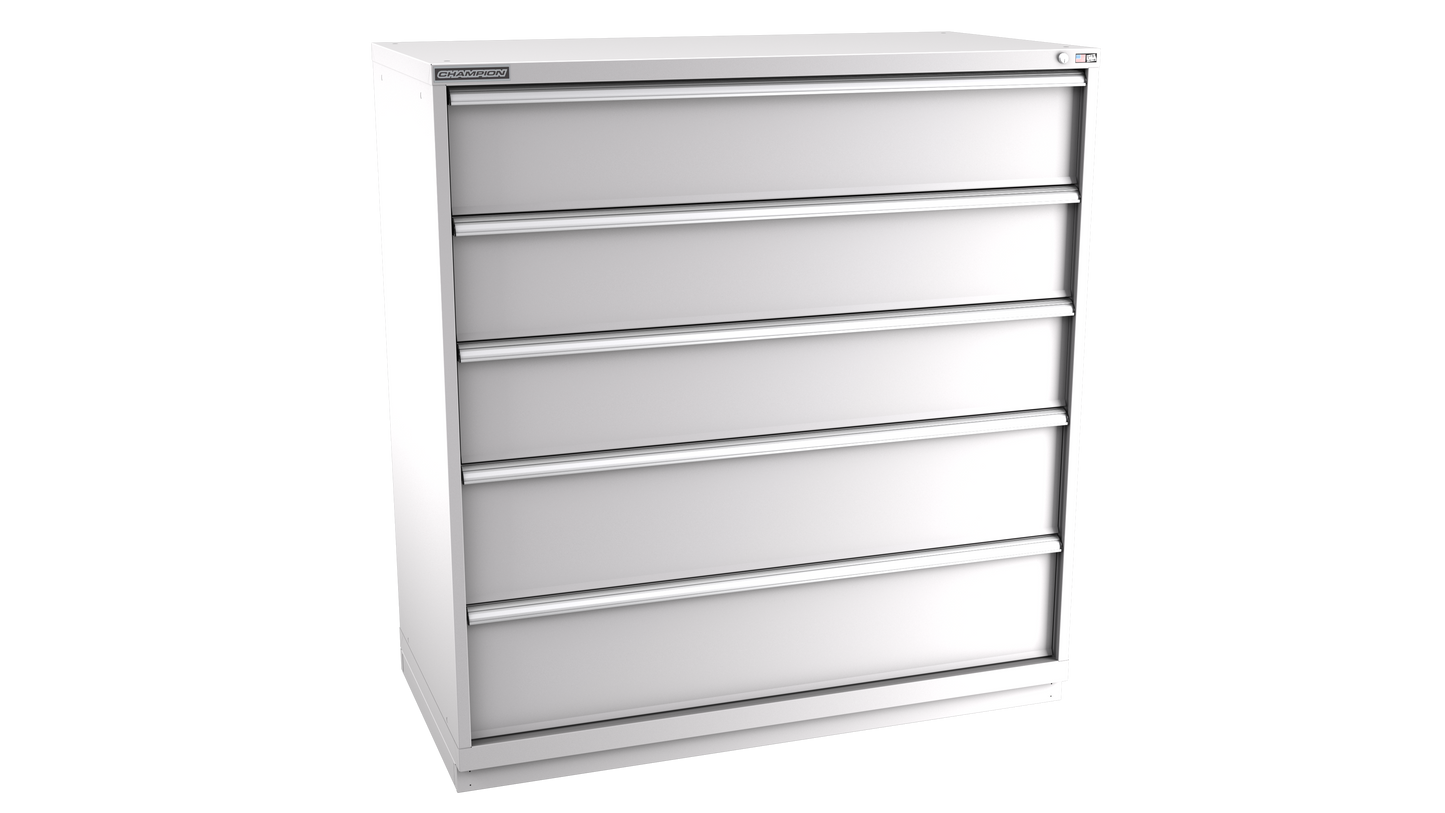 Champion Tool Storage DWS2700-0501-ILC-FTB-LG 5-Drawer Shallow Depth Modular Cabinet DWS0501 | 56-1/2"W x 59-1/2"H x 22-1/2"D, Light Gray