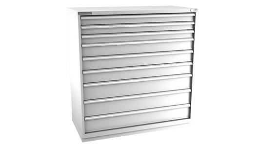 Champion Tool Storage DWS2700-0901-ILC-FTB-LG 9-Drawer Shallow Depth Modular Cabinet DWS0901 | 56-1/2"W x 59-1/2"H x 22-1/2"D, Light Gray