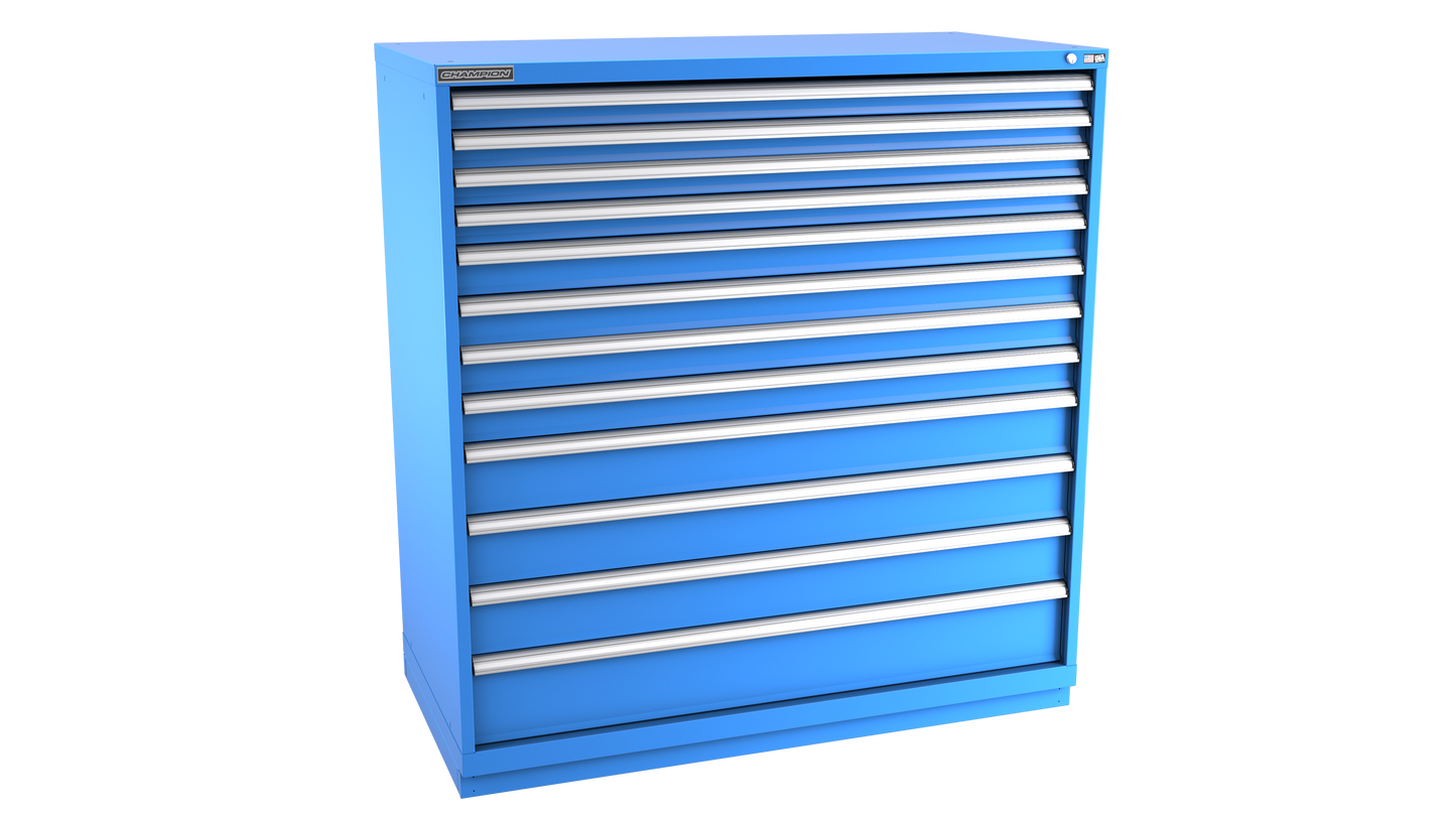 Champion Tool Storage DWS2700-1201-ILC-FTB-BB 12-Drawer Shallow Depth Modular Cabinet DWS1201 | 56-1/2"W x 59-1/2"H x 22-1/2"D, Bright Blue