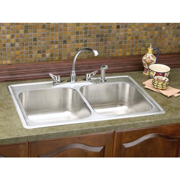 Elkay DXR3322 Dayton® Stainless Steel 33" x 22" x 8-3/16" Equal Double Bowl Drop-in Sink