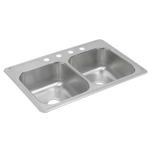 Elkay DXR3322 Dayton® Stainless Steel 33" x 22" x 8-3/16" Equal Double Bowl Drop-in Sink