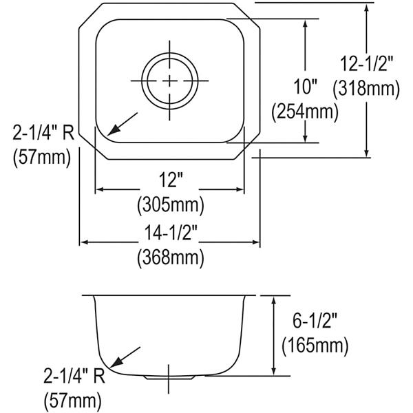 Elkay DXUH1210 Dayton® Stainless Steel 14-1/2" x 12-1/2" x 6-1/2" Single Bowl Undermount Bar Sink