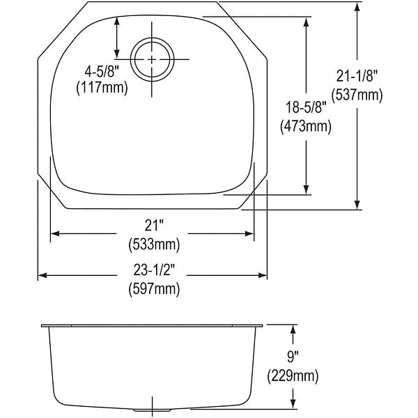 Elkay DXUH21189 Dayton® Stainless Steel 23-1/2" x 21-1/8" x 9" Single Bowl Undermount Sink