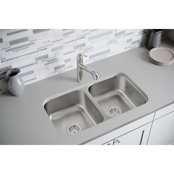 Elkay DXUH3118 Dayton® Stainless Steel 31-3/4" x 18-1/4" x 8" Equal Double Bowl Undermount Sink