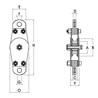 Block Division 01568-DM 1-1/2″ Deadman Fixed Eye Pulley Block 1 Sheave 3/16” rope