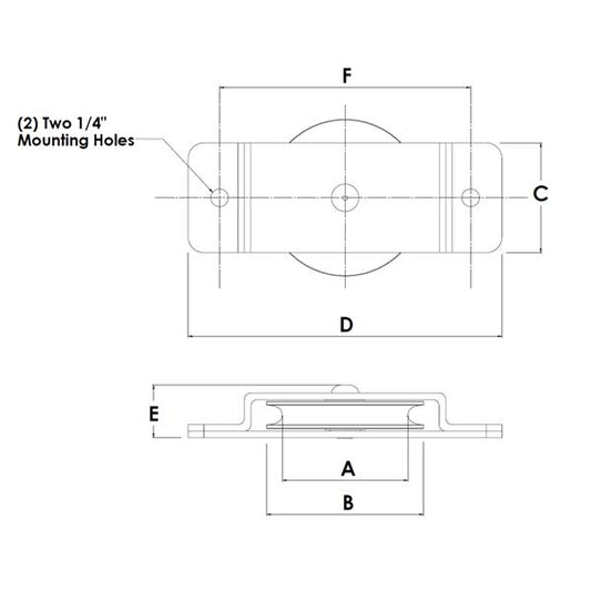 Block Division D00258 2-1/2″ Deck Pulley Block Single Sheave for 1/4” Wire Rope