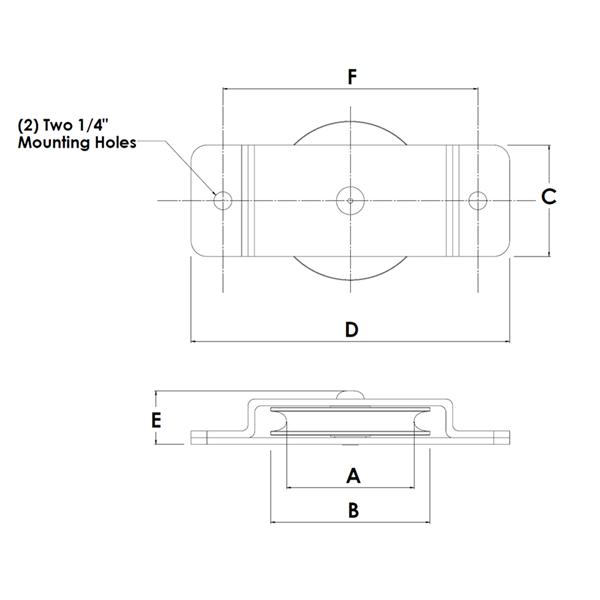 Block Division D00258-1/8 2-1/2″ Deck Pulley Block Single Sheave for 1/8” Wire Rope