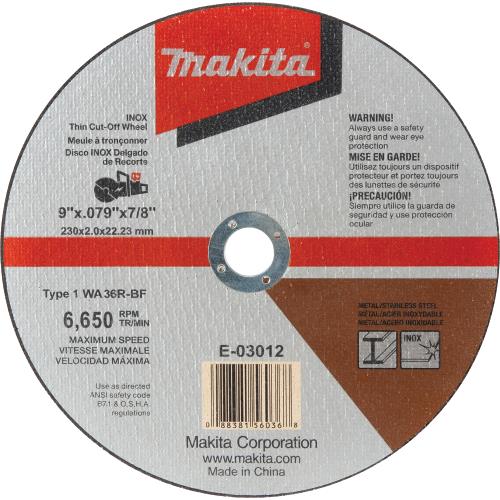 Makita E-03012 9" x .079" x 7/8" INOX Thin Cut‘Off Wheel, 36 Grit