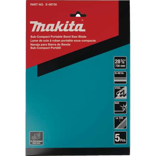 Makita E-08735 28‘3/4" 14 TPI Bi‘Metal Sub‘Compact Portable Band Saw Blade, 5/pk