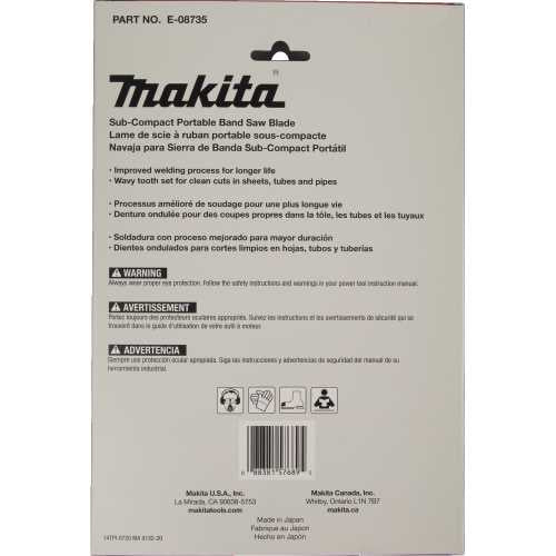 Makita E-08735 28‘3/4" 14 TPI Bi‘Metal Sub‘Compact Portable Band Saw Blade, 5/pk