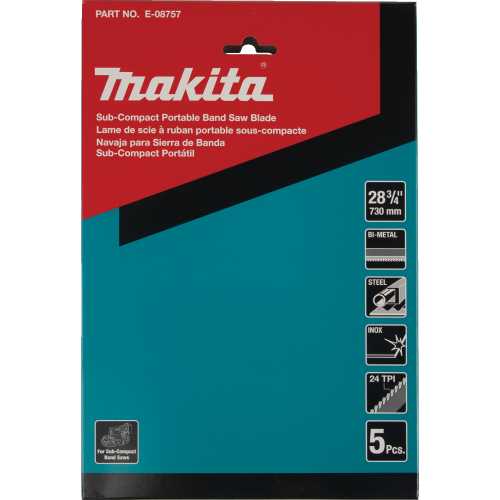 Makita E-08757 28‘3/4" 24 TPI Bi‘Metal Sub‘Compact Portable Band Saw Blade, 5/pk