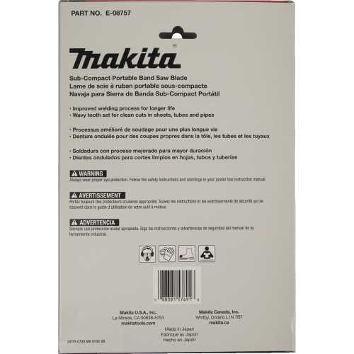 Makita E-08757 28‘3/4" 24 TPI Bi‘Metal Sub‘Compact Portable Band Saw Blade, 5/pk