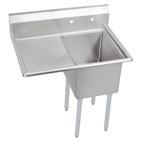 Elkay E1C16X20-L-18X Dependabilt Stainless Steel 36-1/2" x 25-13/16" x 43-3/4" 18 Gauge One Compartment Sink w/ 18" Left Drainboard and Stainless Steel Legs
