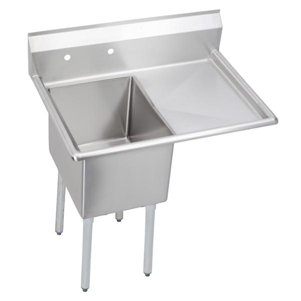Elkay E1C16X20-R-18X Dependabilt Stainless Steel 36-1/2" x 25-13/16" x 43-3/4" 18 Gauge One Compartment Sink w/ 18" Right Drainboard and Stainless Steel Legs