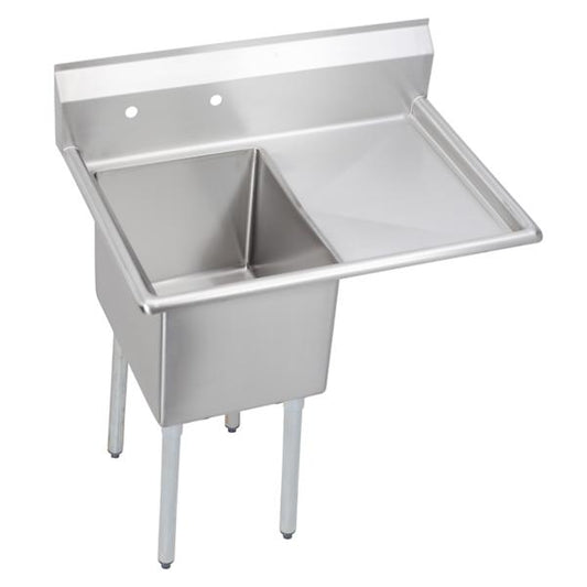 Elkay E1C16X20-R-18X Dependabilt Stainless Steel 36-1/2" x 25-13/16" x 43-3/4" 18 Gauge One Compartment Sink w/ 18" Right Drainboard and Stainless Steel Legs