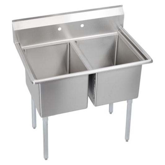 Elkay E2C16X20-0X Dependabilt Stainless Steel 39" x 25-13/16" x 43-3/4" 18 Gauge Two Compartment Sink with Stainless Steel Legs