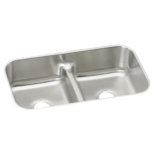 Elkay EAQDUH3118 Lustertone® Classic Stainless Steel 32-1/2" x 18-1/8" x 8" Equal Double Bowl Undermount Sink with Aqua Divide