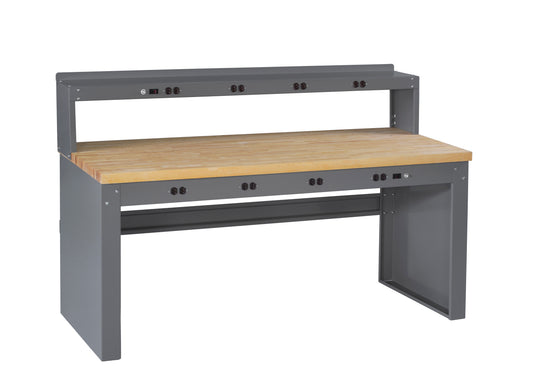 Tennsco EB-2-3072M Electronic Workbench With Maple Top, Riser And Panel Legs
