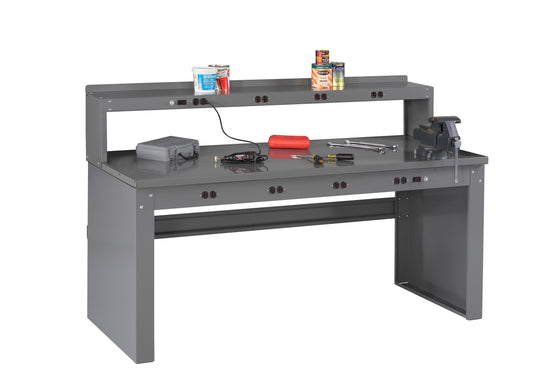 Tennsco EB-2-3072S Electronic Workbench With Steel Top, Riser And Panel Legs