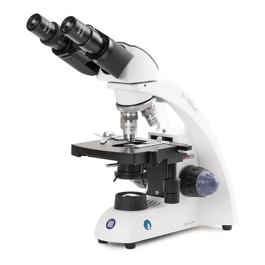 Globe Scientific EBB-4260 BioBlue binocular microscope SMP 4/10/S40/S100x objectives with mechanical stage and 1W NeoLED™ cordless illumination