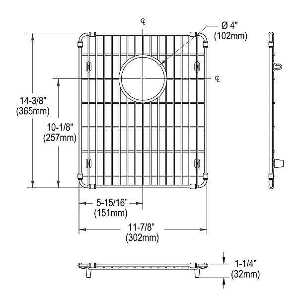 Elkay EBG1214 Stainless Steel 11-7/8" x 14-3/8" x 1-1/4" Bottom Grid