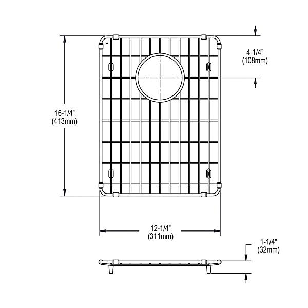 Elkay EBG1216 Stainless Steel 12-1/4" x 16-1/4" x 1-1/4" Bottom Grid