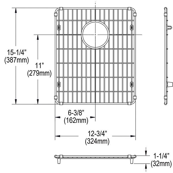 Elkay EBG1315 Stainless Steel 12-3/4" x 15-1/4" x 1-1/4" Bottom Grid