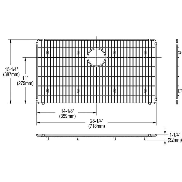 Elkay EBG2815 Stainless Steel 28-1/4" x 15-1/4" x 1-1/4" Bottom Grid