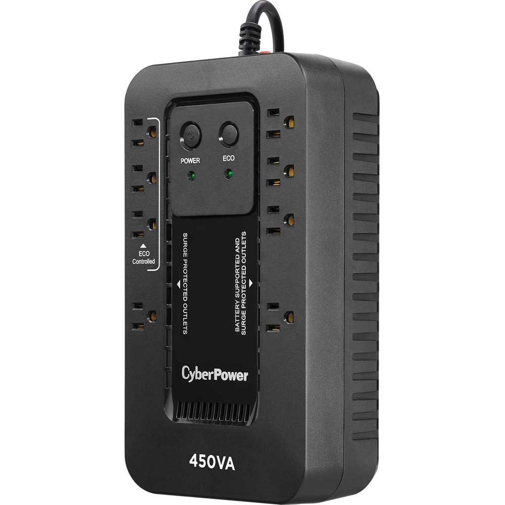 CyberPower EC450G Ecologic UPS Systems - 450VA/260W, 120 VAC, NEMA 5-15P, Compact, 8 Outlets, PowerPanel® Personal, $100000 CEG, 3YR Warranty