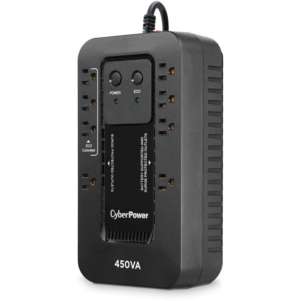 CyberPower EC450G Ecologic UPS Systems - 450VA/260W, 120 VAC, NEMA 5-15P, Compact, 8 Outlets, PowerPanel® Personal, $100000 CEG, 3YR Warranty