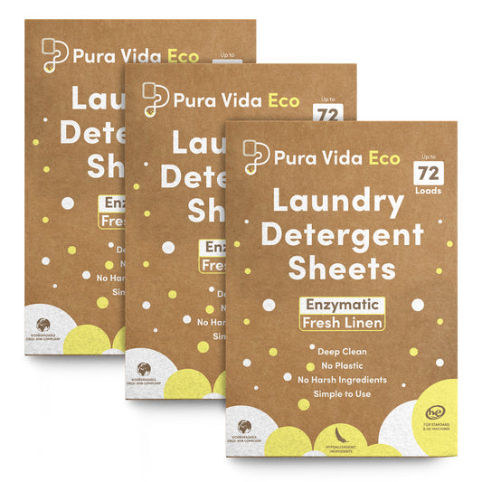 EarthSafe ECAHPVLLNN3PK Pura Vida Eco Laundry Detergent Sheets - Linen Scent, 108 Sheets (up to 216 Loads), (3 Packs of 36)