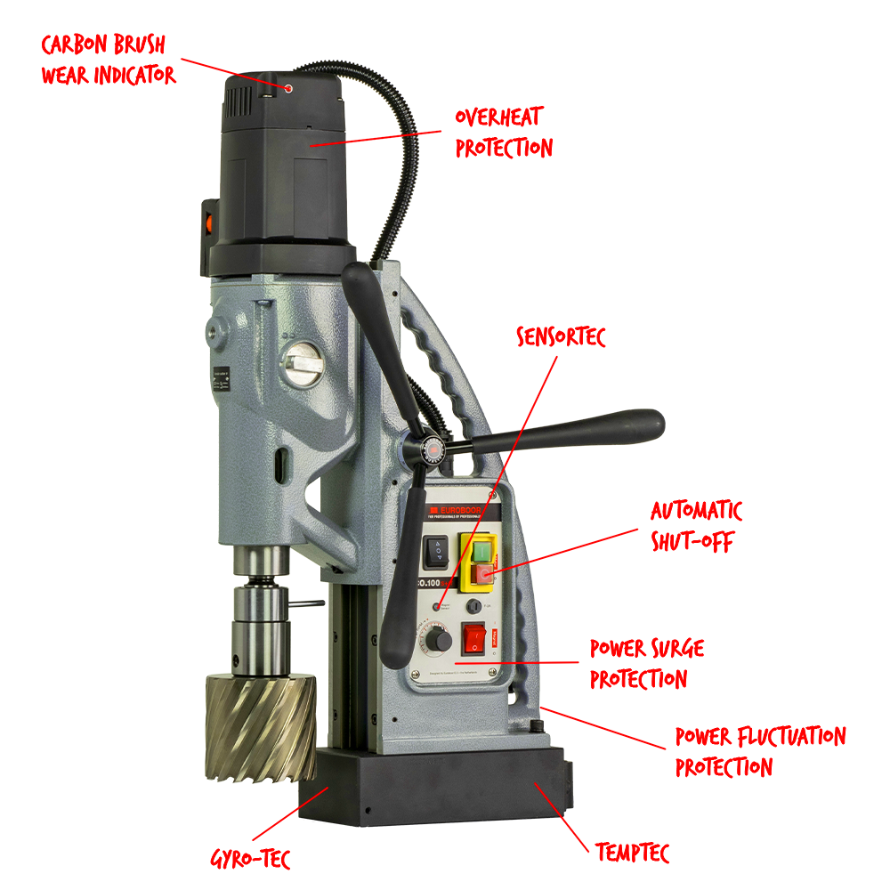 Euroboor ECO.100S+/T Magnetic Drilling Machine, 4", 110 V, Us.