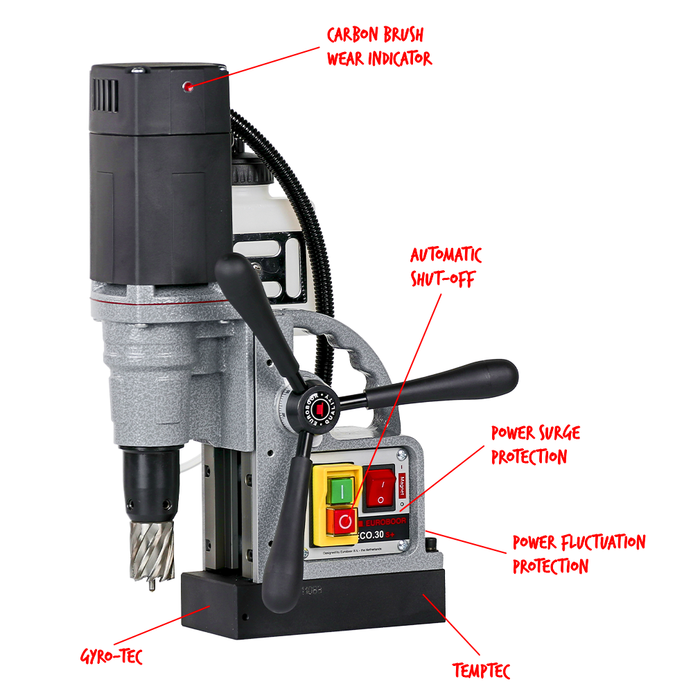 Euroboor ECO.30S+ Magnetic Drilling Machine, 1 3/16", 110 V, Us.