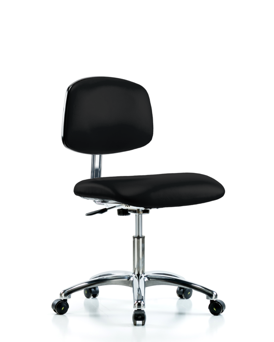 Blue Ridge Ergonomics ECR-VDHCH-CR-EC-ESDBLK Class 10 Clean Room/ESD Vinyl Chair - Desk Height with ESD Casters in ESD Black Vinyl