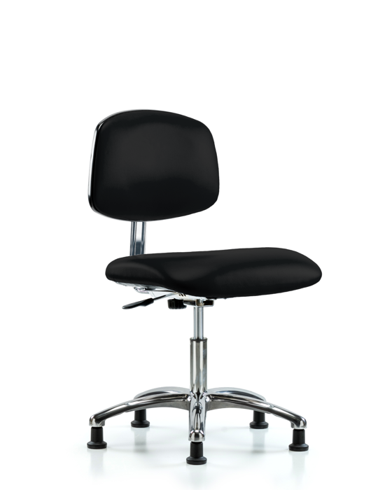 Blue Ridge Ergonomics ECR-VDHCH-CR-EG-ESDBLK Class 10 Clean Room/ESD Vinyl Chair - Desk Height with ESD Stationary Glides in ESD Black Vinyl
