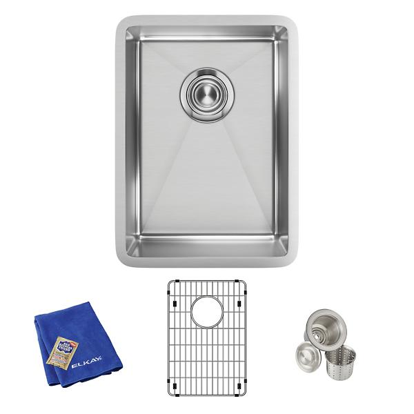 Elkay ECTRU12179TC Crosstown® 18 Gauge Stainless Steel 13-1/2" x 18-1/2" x 9" Single Bowl Undermount Bar Sink Kit