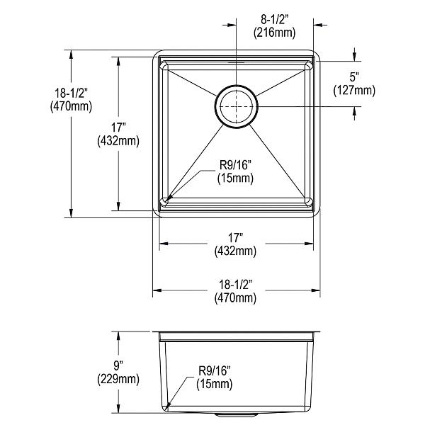 Elkay ECTRU17169W Crosstown® 18 Gauge Workstation Stainless Steel 18-1/2" x 18-1/2" x 8-3/4" Single Bowl Undermount Sink Kit