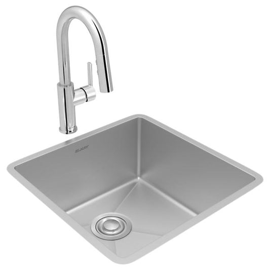 Elkay ECTRU17179TFCC Crosstown® 18 Gauge Stainless Steel 18-1/2" x 18-1/2" x 9" Single Bowl Undermount Sink & Faucet Kit with Drain