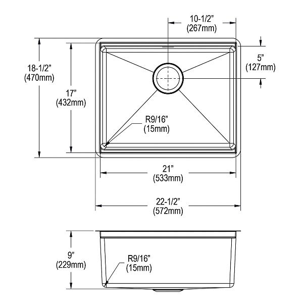 Elkay ECTRU21169W Crosstown® 18 Gauge Workstation Stainless Steel 22-1/2" x 18-1/2" x 8-3/4" Single Bowl Undermount Sink Kit