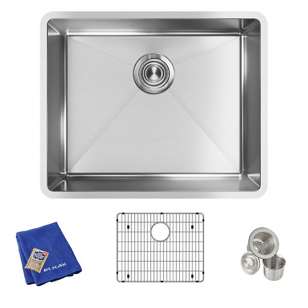 Elkay ECTRU21179TC Crosstown® 18 Gauge Stainless Steel 22-1/2" x 18-1/2" x 9" Single Bowl Undermount Sink Kit