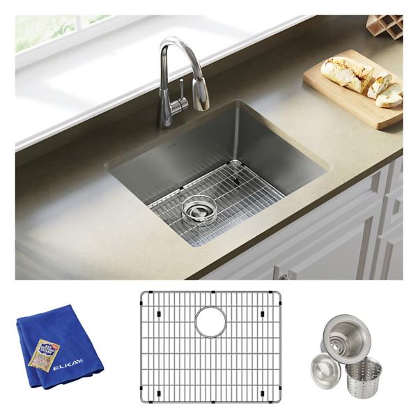 Elkay ECTRU21179TC Crosstown® 18 Gauge Stainless Steel 22-1/2" x 18-1/2" x 9" Single Bowl Undermount Sink Kit