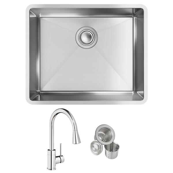 Elkay ECTRU21179TFCC Crosstown® 18 Gauge Stainless Steel 22-1/2" x 18-1/2" x 9" Single Bowl Undermount Sink & Faucet Kit with Drain