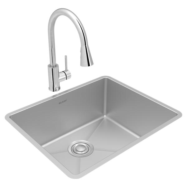 Elkay ECTRU21179TFCC Crosstown® 18 Gauge Stainless Steel 22-1/2" x 18-1/2" x 9" Single Bowl Undermount Sink & Faucet Kit with Drain