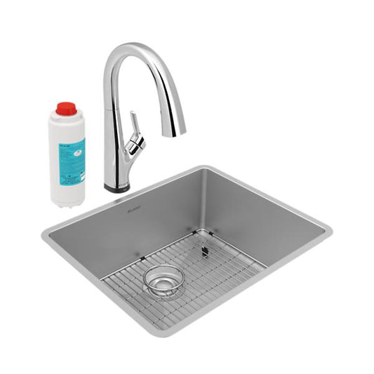 Elkay ECTRU21179TFLC Crosstown® 18 Gauge Stainless Steel 22-1/2" x 18-1/2" x 9" Single Bowl Undermount Sink Kit with Filtered Faucet