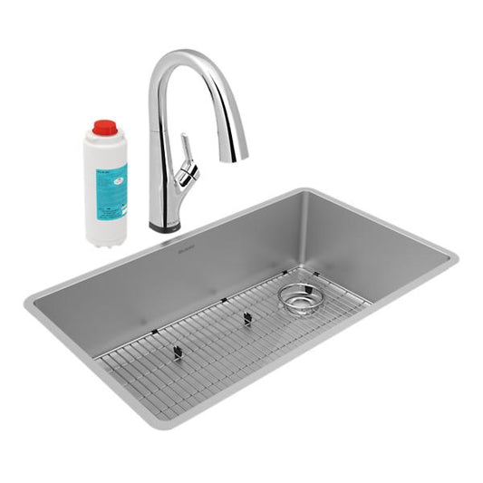 Elkay ECTRU30179RTFLC Crosstown® 18 Gauge Stainless Steel 31-1/2" x 18-1/2" x 9" Single Bowl Undermount Sink Kit with Filtered Faucet