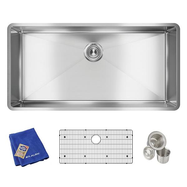 Elkay ECTRU35179TC Crosstown® 18 Gauge Stainless Steel 36-1/2" x 18-1/2" x 9" Single Bowl Undermount Sink Kit