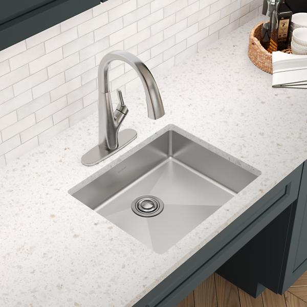 Elkay ECTRUAD211755 Crosstown® 18 Gauge Stainless Steel 22-1/2" x 18-1/2" x 5-1/2" Single Bowl Undermount Sink