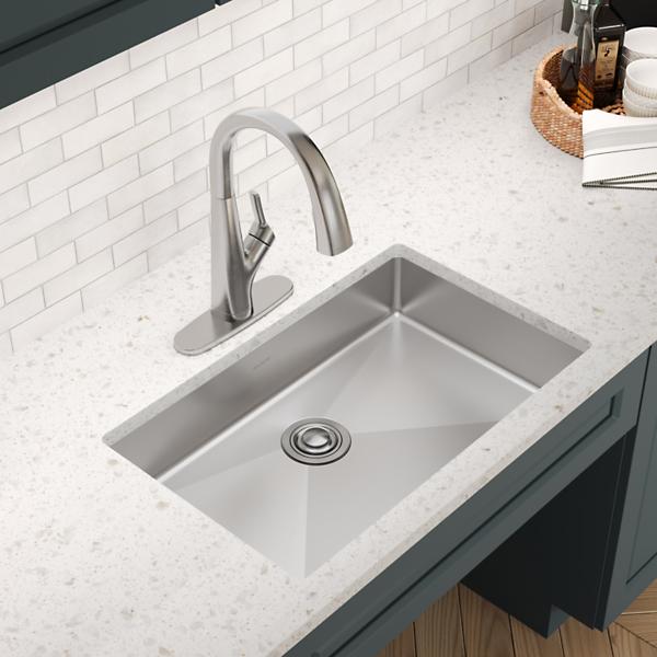 Elkay ECTRUAD281755 Crosstown® 18 Gauge Stainless Steel 29-1/2" x 18-1/2" x 5-1/2" Single Bowl Undermount Sink